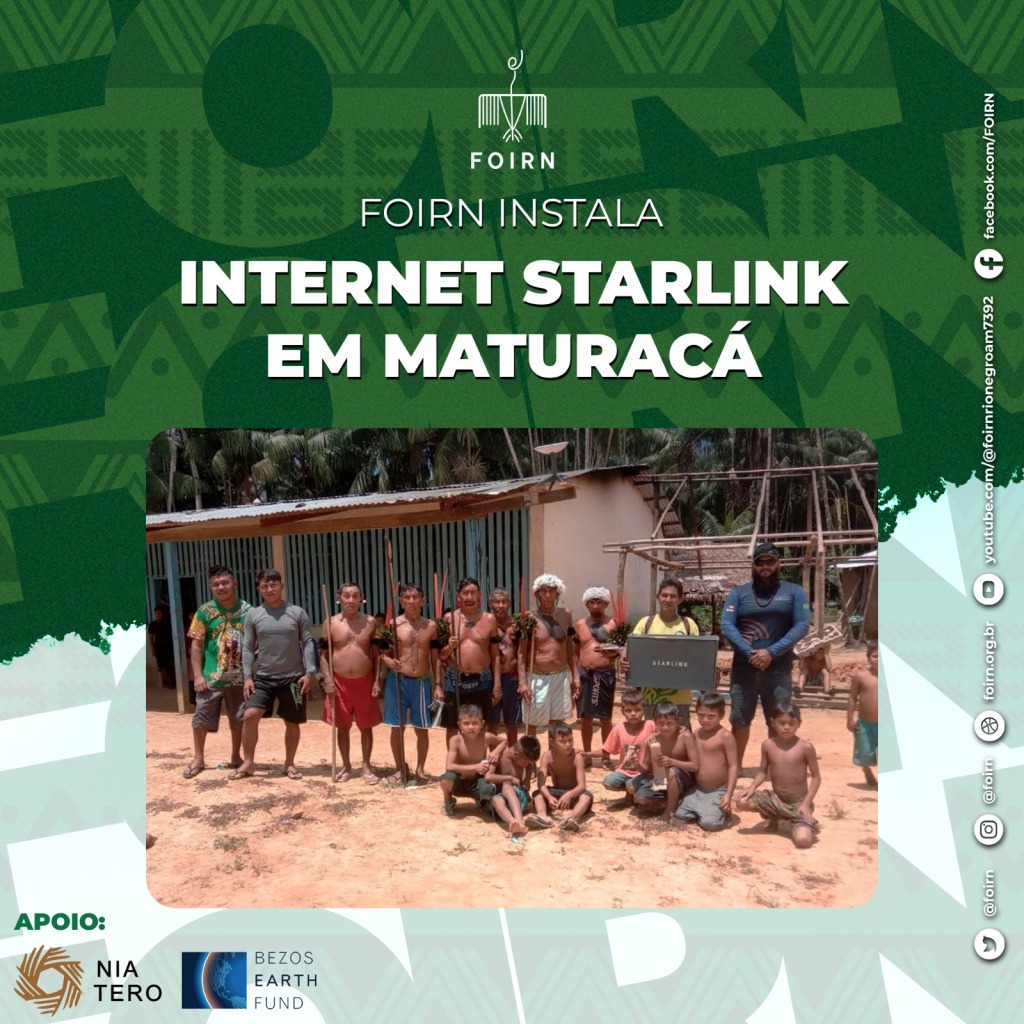 A Terra Indígena Yanomami recebeu internet via satélite, graças ao esforço da FOIRN para implementar o PGTA do Rio Negro