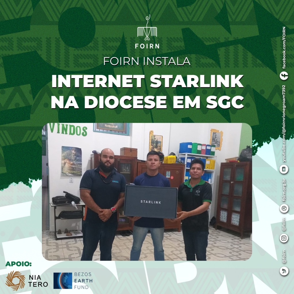 FOIRN conecta a Diocese de São Gabriel da Cachoeira com a internet via satélite starlink